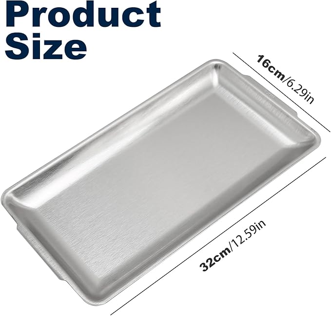 3Pcs 304 Stainless Steel Food Serving Tray, 12.6" Rectangular Serving Platters Multipurpose for Kitchen,Party Organizer Tray for Buffet Brushed Nickel (Silver)