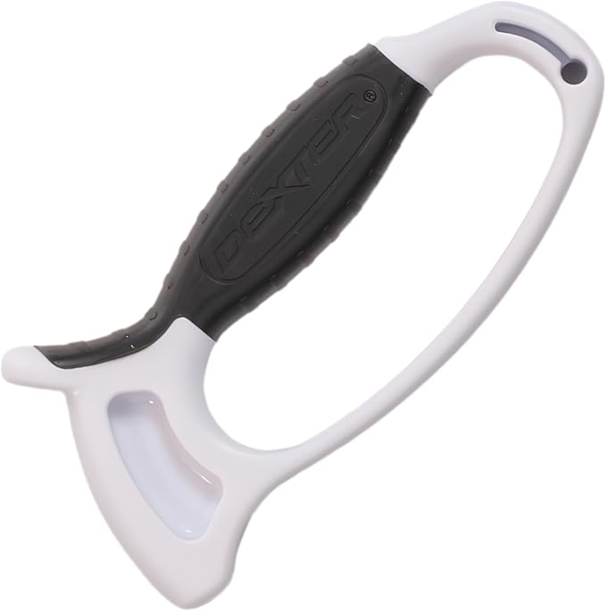 Dexter-Russell EZ Hand-Held Knife Sharpener | Compact White Handle | Tungsten Carbide Precision Sharpening | Easy 3-4 Stroke Use | Made in USA