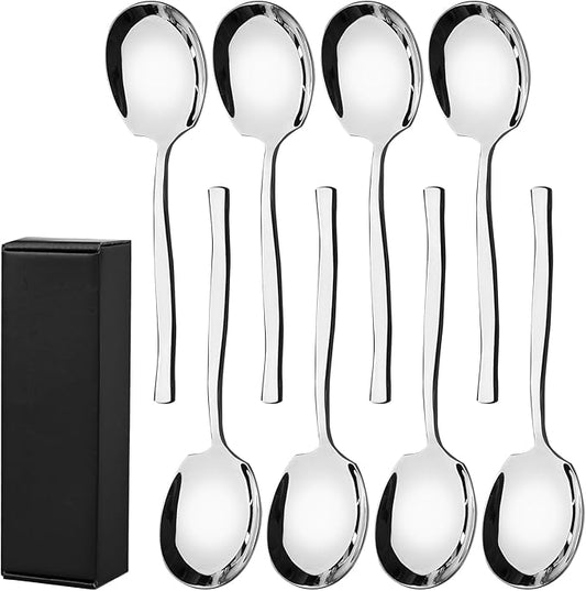 8 Pieces Stainless Steel Serving Spoons, Large Buffet Serving Spoon