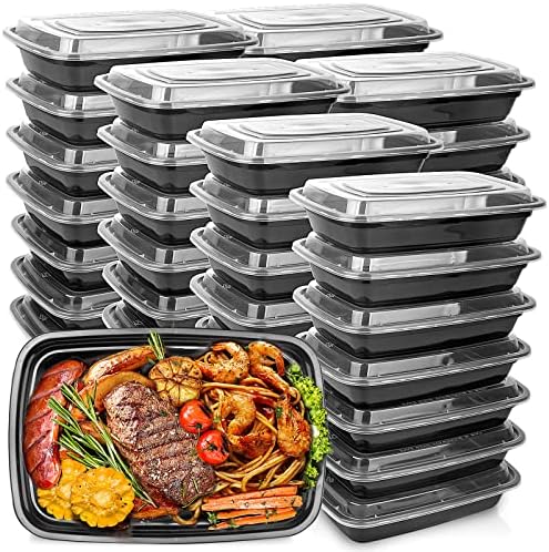 50-Pack Meal Prep Containers, Food Storage with Lids, 1000ml/34 OZ