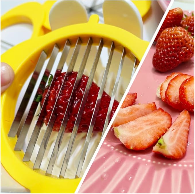Upgraded Jawbush 3 in 1 Egg Slicer & Piercer Combo, Stainless Steel Blades for Hard Boiled Eggs and Soft Fruits, Heavy Duty and Dishwasher Safe