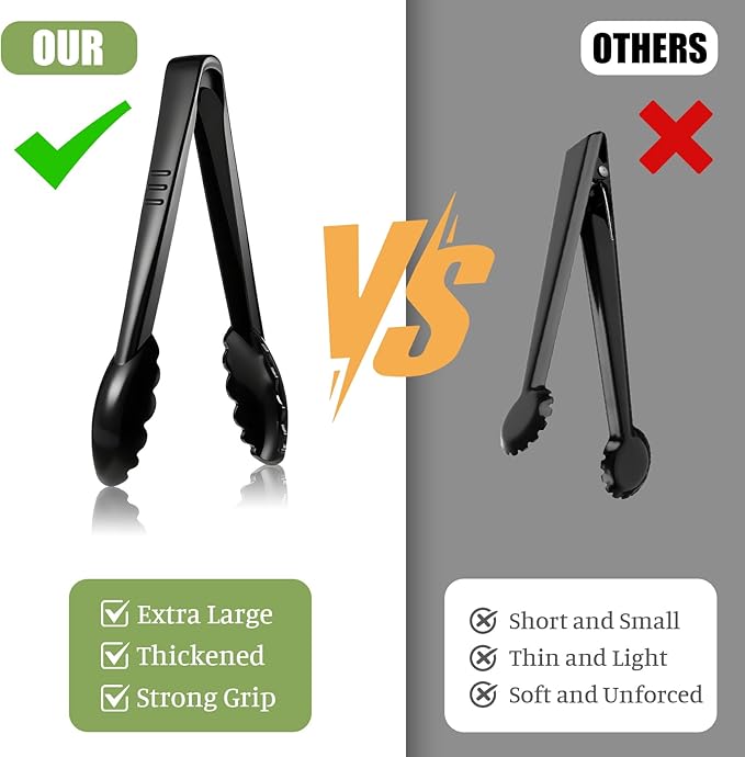 36 Pcs Black Plastic Serving Utensils Set, 9'' Disposable Serving Spoons Forks Tongs for Servings Food Heavy Duty Party Utensils for Dinner Parties Buffets Banquets Birthday Weddings Daily Use