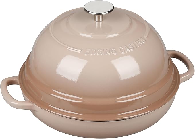 Enameled Cast Iron Dutch Oven Pot with Lid, Round Bread Oven for Homemade Sourdough Bread Baking, 6 Quart, Mocha