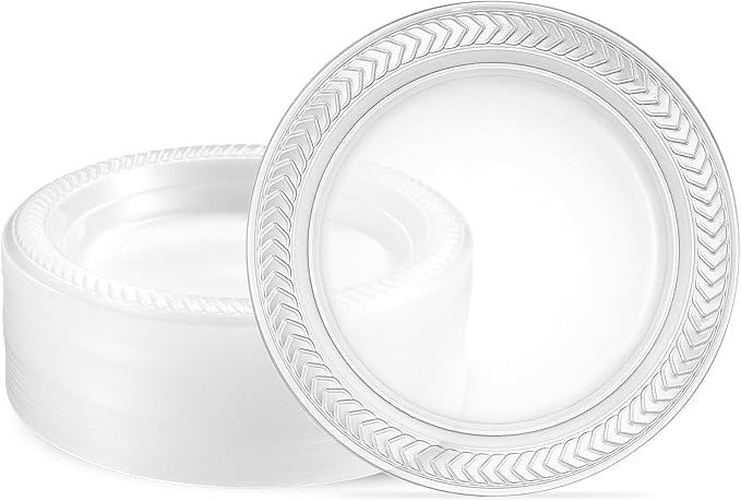 PLASTICPRO 40 Pack Clear Plastic Plates 6 Inch Durable Disposable Plastic Dinner Plates for Parties Events BBQ