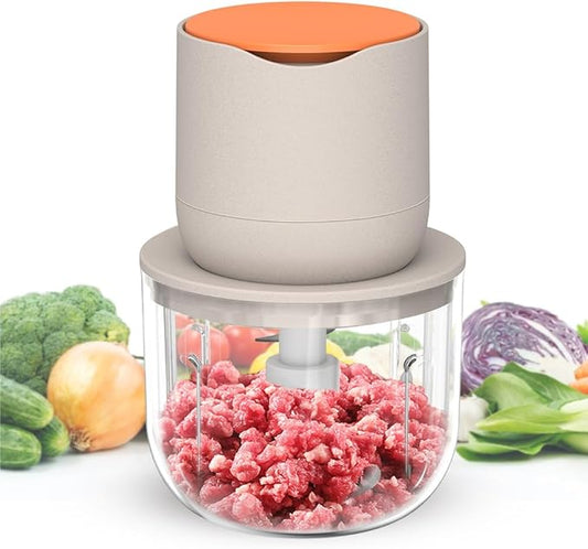 600ML Electric Food Chopper For Meat,Onions,vegetables,Garlic,Complementary Food, Meat Chopper Blender，Wireless Electric Food Processor