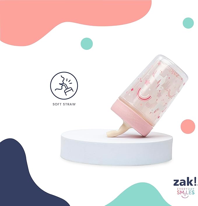 Zak Designs Capri Toddler Tumblers For Travel or At Home, 9oz 2-Pack Double Wall Plastic Sippy Cups With Leak-Proof Design is Perfect For Kids (Fairy Tales, Rainbow Magic)