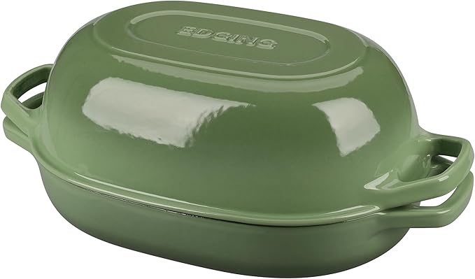 Enameled Cast Iron Oval Dutch Oven Pot with Lid, Dutch Oven for Sourdough Bread Baking, Bread Oven, Bread Dutch Oven, Oval Bread Pan, 7qt, Pistachio Green