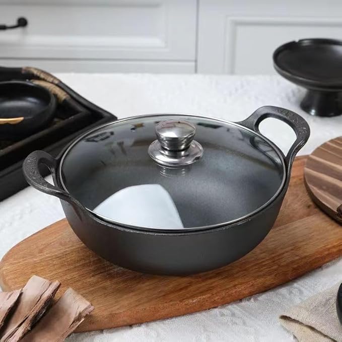 10 inch Cast Iron Wok with Lid and Handles, Grilling Pan, Use in the Oven, on the Stove, or on the Grill (Wok with Lid 10 inch)