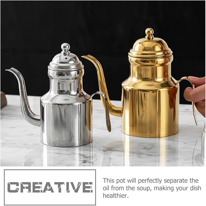 Stainless Steel Oil Bottle, 18oz Olive Oil Dispenser with Drip Free Spout, Kitchen Sauce Container (500 ml)