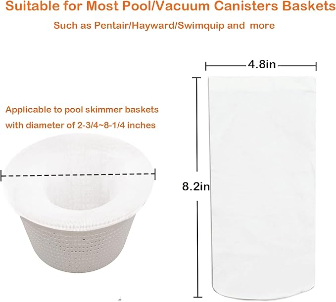 100 Pack Pool Skimmer Socks, Reusable Pool Socks for Skimmer Basket, Skimmer Socks for Above Ground & Inground Pool (100 Pack)