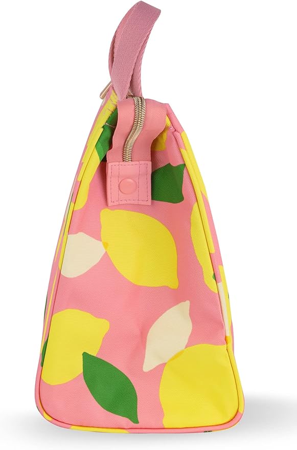 kate spade new york Portable Soft Cooler Lunch Bag, Thermal Tote with Insulated Interior Lining and Storage Pocket, Lunch Tote for Women, Lemon Toss
