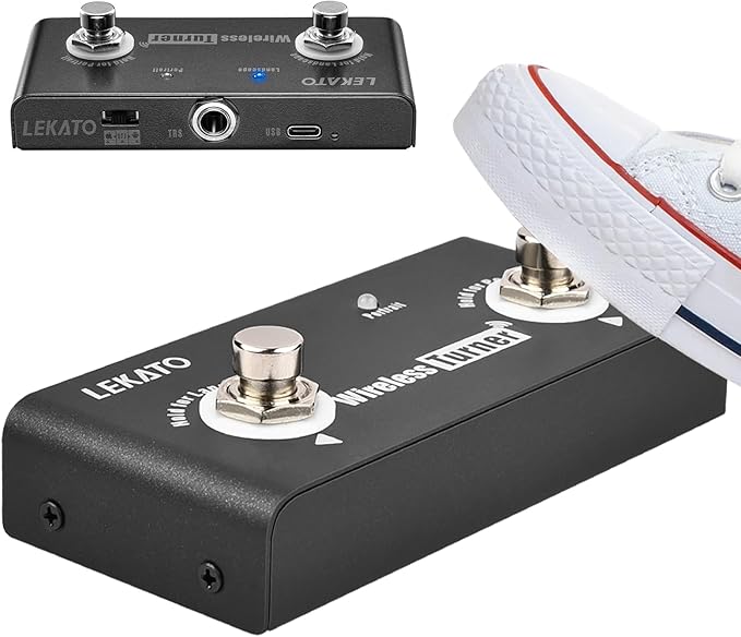 LEKATO Wireless Page Turner Pedal Bluetooth Foot Pedal for Tablets Phone (Android & IOS system above version 13.4 support) - External Pedal for LEKATO Loop Pedal Tuner Switching Control