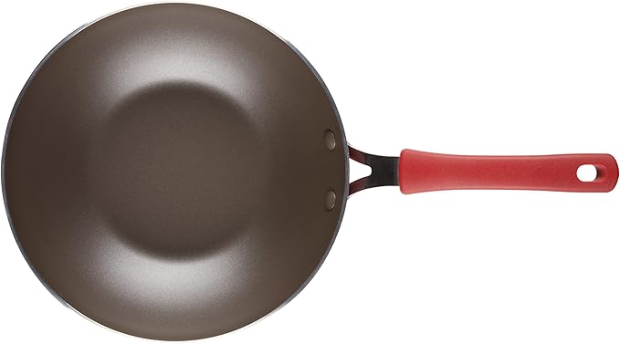 Rachael Ray Cook + Create Nonstick Stir Fry Pan/Wok, 10.5 Inch, Red