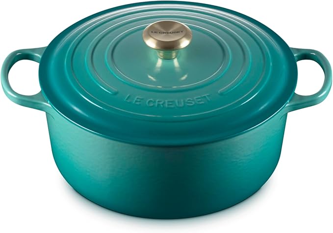 Le Creuset Enameled Cast Iron Signature Round Dutch Oven, 7.25 qt., Riviera