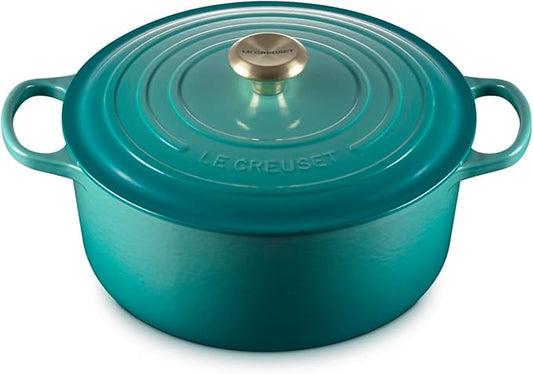 Le Creuset Enameled Cast Iron Signature Round Dutch Oven, 7.25 qt., Riviera