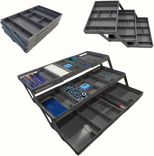 3 Tier Drawer Organizer, Multi Level Smart Drawer Organizer for Desk, Expandable Organizer for Office, Makeup, Jewelry, Kitchen, Folding Storage for Home and Office Drawers & Craft Organizer - Gary