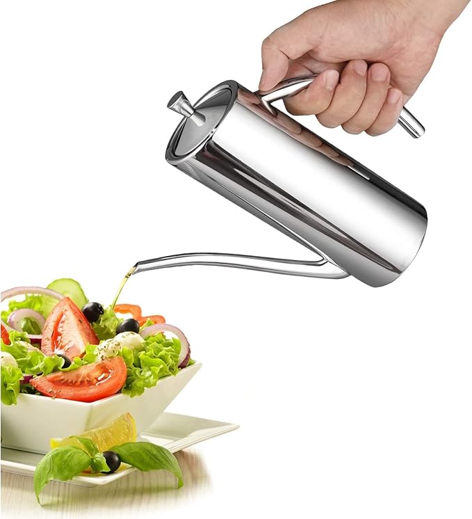 IMEEA Olive Oil Dispenser SUS304 Stainless Steel Cooking Kitchen No Drip Oil Can Vinegar Container, 24oz/700ml