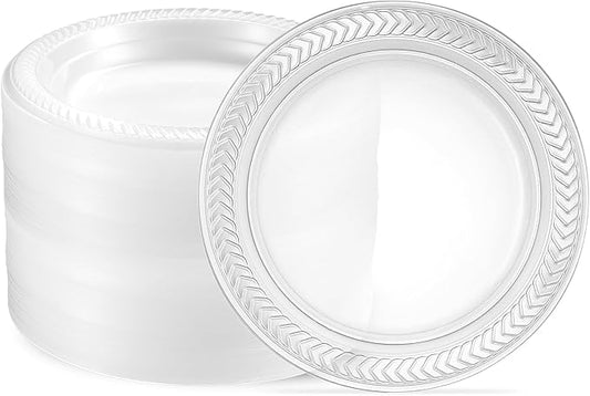 PLASTICPRO 160 Pack Clear Plastic Plates 6 Inch Bulk Pack Durable Disposable Plastic Dinner Plates for Parties Events BBQ