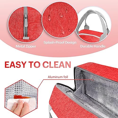 Lunch Bag for Women & Men Adult Insulated Lunch Box, Small Leakproof Cooler Food Lunch Containers Reusable High Capacity Lunch Tote Bags for Work, Travel, Outdoor (Red)