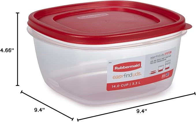 Rubbermaid Easy Find Lids Food Storage Container, 14 Cup, Red 2 Pack