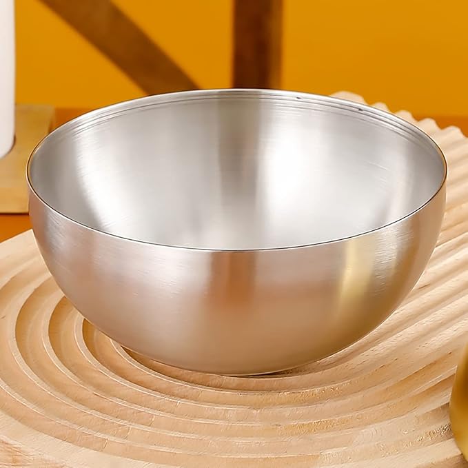 Stainless Steel Salad & Serving Bowls - Nesting Mixing Bowls for Cooking, Baking & Prepping - Set of 2, Small & Large - 5.9 & 7.9 Inch (Silver)