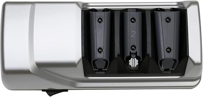 Chef’sChoice Professional Electric Knife Sharpeners Sharpening Station With 100-Percent Diamond Abrasives And Precision Angle Guides For 20-Degree Straight-Edge and Serrated Knives, 3-Stage, Silver