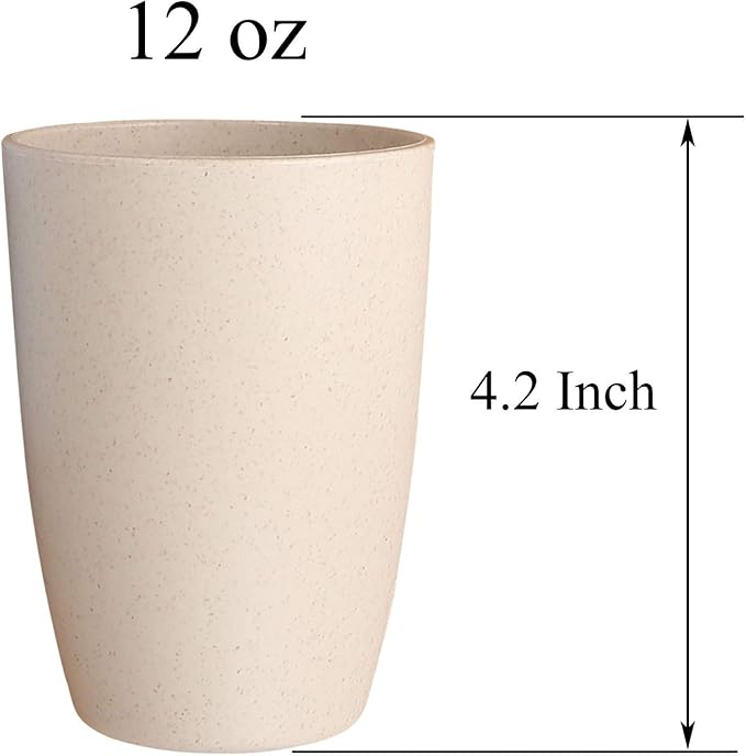 LuckyZone Wheat Straw Reusable Cup (12 oz) - Unbreakable Drinking Glasses Sets for Home Outdoor - Dishwasher Safe Tumbler - BPA Free and Eco friendly (10Pcs/5Color)