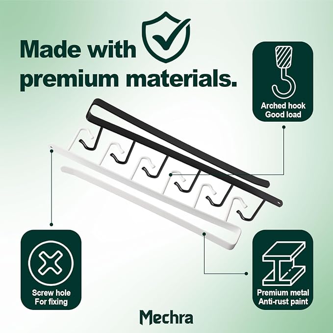 Premium Shelf Storage Hooks for Wardrobe Organizer & Kitchen Cup and Glass Mug Holder – Durable and Space-Saving Solution (2 Pack)