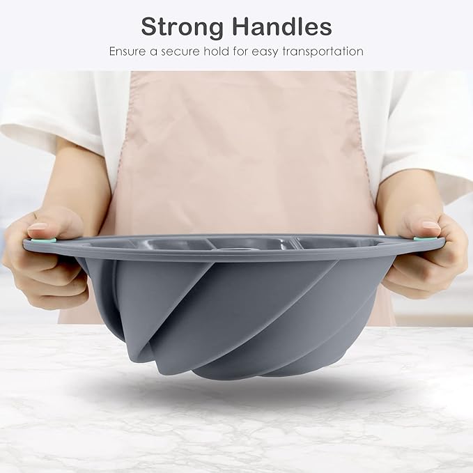 Bunte Cake Pan, Non-Stick 10-Inch Angel Food Cake Pan, Silicone Cake Mold with Metal Reinforced Frame More Strength for Long-Lasting Performance