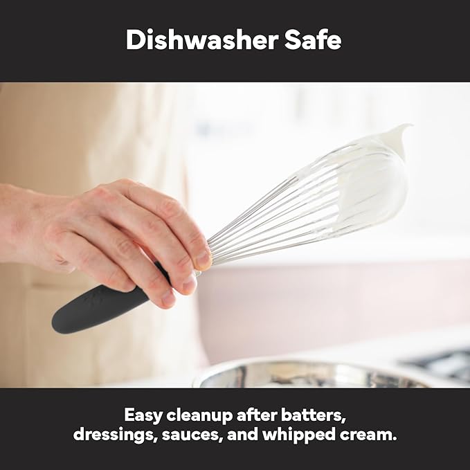 Misen Stainless Steel Balloon Whisk - Dishwasher Safe - Ergonomic Silicone Grip, Versatile Cooking Whisk for Eggs, Durable Construction - Professional-Grade Kitchen Tool - Black