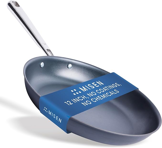 Misen Carbon Nonstick™ Skillet - Ultra-Durable Nitrided Surface - Easy Relase With No Coating to Chip or Peel, PFOA- & Chemical-Free - High-Heat Cooking, Even-Heating, Induction Ready, 12 Inch