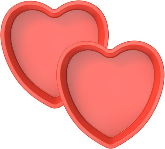 SILIVO Silicone Heart Shaped Cake Pans (2 Pack) - 11 Inch Large Nonstick Heart Cake Molds for Cakes and Brownies