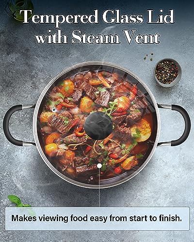 Cook N Home 6 Quart Non Stick Stock Pot with Lid, Large Pots for Cooking