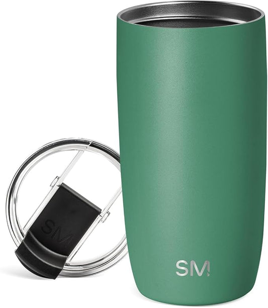 Simple Modern Voyager Tumbler with Flip Lid | Travel Coffee Mug | Insulated Stainless Steel Cold Brew Iced or Hot Coffee Cup | Gifts for Women Men Her Him | 16oz, Basil