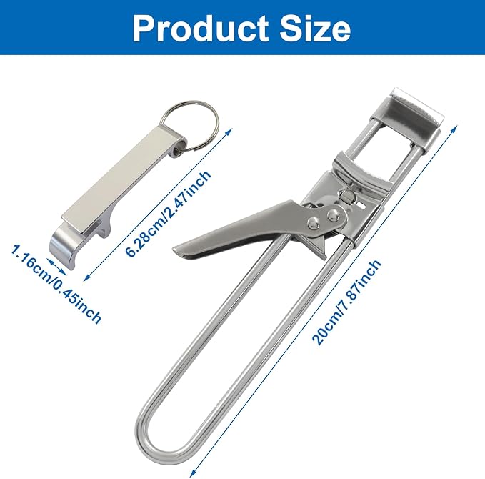 2 Pack Adjustable Stainless Steel Jar Opener, Jar Opener for Weak Hands with 2 Pcs Keychain Bottle Cap Opener,Jar Gripper Tight Lid Opener Manual for Weak Hands,Seniors,Arthritis