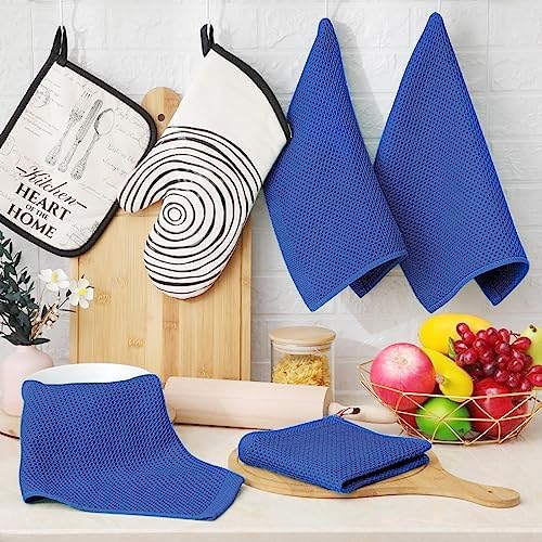 Homaxy 100% Cotton Waffle Weave Kitchen Dish Cloths 12-Pack, Blueberry