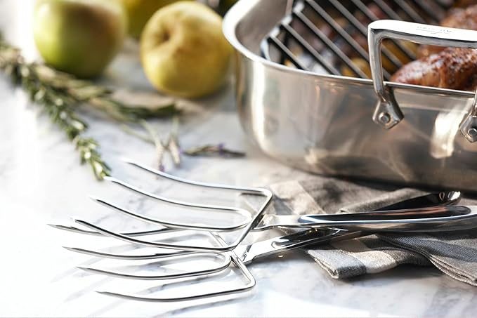 All-Clad Specialty Stainless Steel Fork 10-Inch, Perfect for Cooking and Serving, Ergonomic Handle, Kitchen Tool, Dining Essential, Cutlery, Silverware, Table, Home, Restaurant, Dishwasher Safe Silver