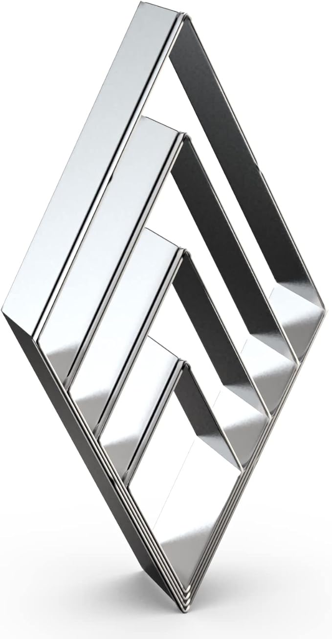 Rhombus Diamond Cookie Cutter Set - 4 Piece Assorted Sizes (5 Inch, 4 Inch, 3 Inch, 2 Inch) - Stainless Steel