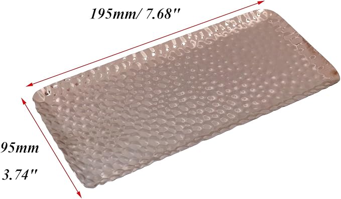 Antrader Hammered Rectangular Platter Serving Tray,Stainless Steel Decorative Storage Tray,Rose Gold(7.7-Inch by 3.7-Inch)