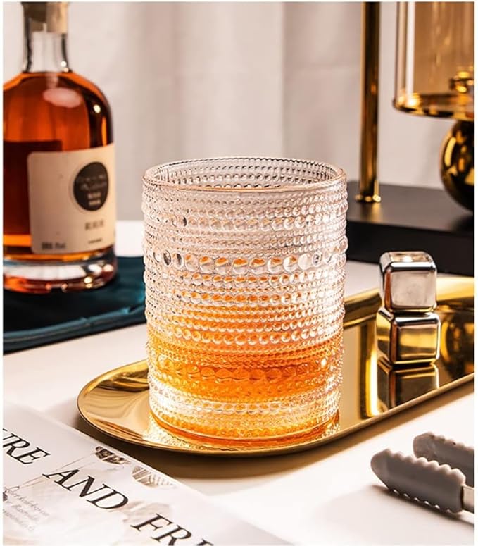 Amzcku Vintage Drinking Glass Set of 12 Kitchen Glasses Cup（13 OZ），for Water，Cocktail，Milk，Juice and Beverage.…