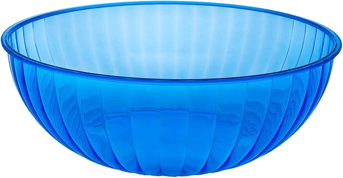 Party Essentials Hard Plastic 192 OZ./6 QT/1.5 Gallon Large Serving Bowls For Punch/Salad/Snack/Treat/Fruit, 3-Count, Neon Blue