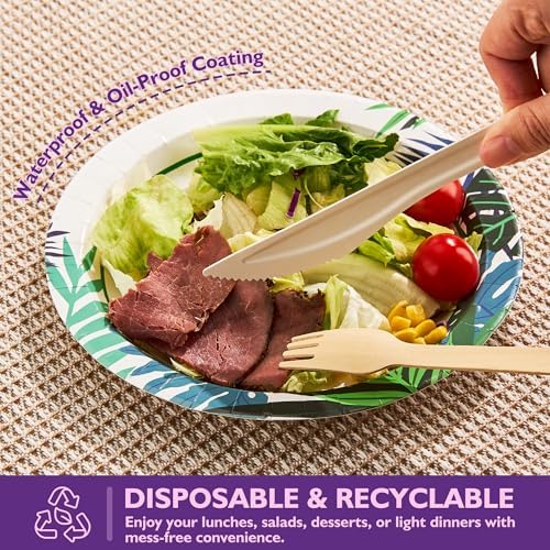 Disposable Paper Plates 8.5 Inch 300 Count, Leaf Pattern