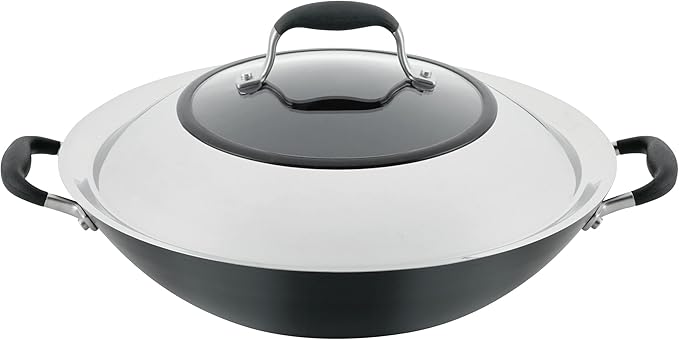 Anolon Advanced Home Hard-Anodized Nonstick Open Stock Cookware- Woks (14-Inch Covered Wok, Onyx)