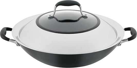 Anolon Advanced Home Hard-Anodized Nonstick Open Stock Cookware- Woks (14-Inch Covered Wok, Onyx)