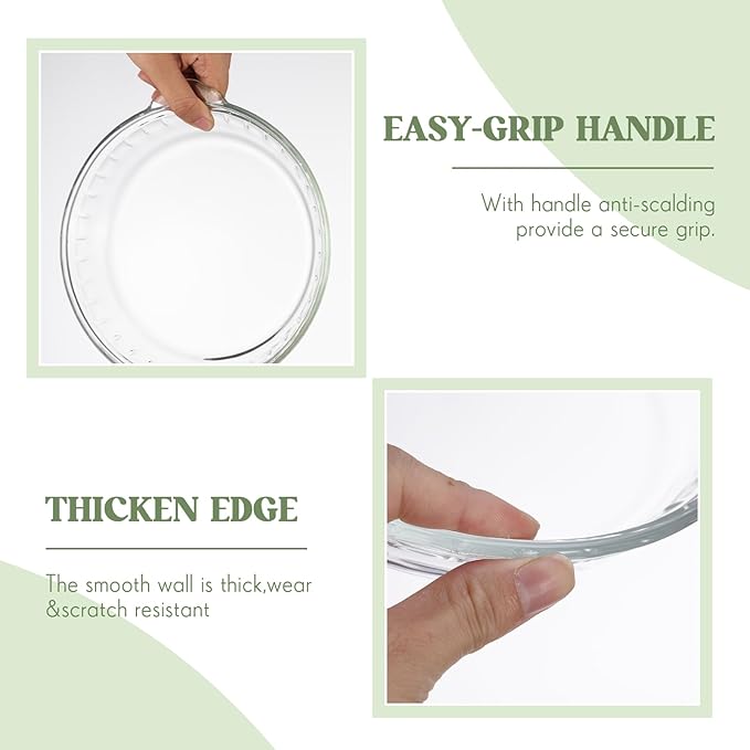 Uiifan 4 Pack 7.5 Inches Mini Glass Pie Pan for Baking Clear Pie Plate with Handles Round Glass Dish for Baking and Serving, Snacks, Salads, Desserts
