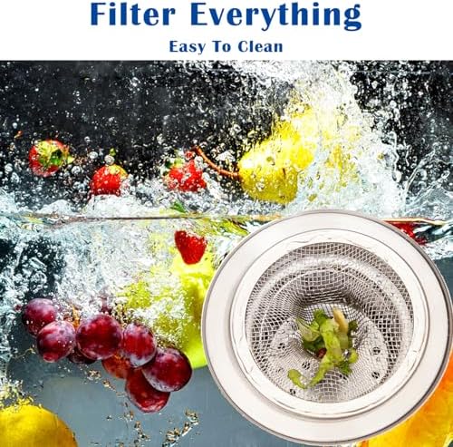 2.75" Top / 1" Kitchen Sink Drain Strainer, 2PCS Stainless Steel Filter Trap, Mesh Shower Drain Hair Catcher for Bathroom, Laundry, Utility, RV, Slop Sinks, Fast Flow Full Mesh Drain Covers Basket