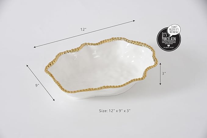 Pampa Bay Golden Salerno, Serving Bowl, 12" x 9" x 3"