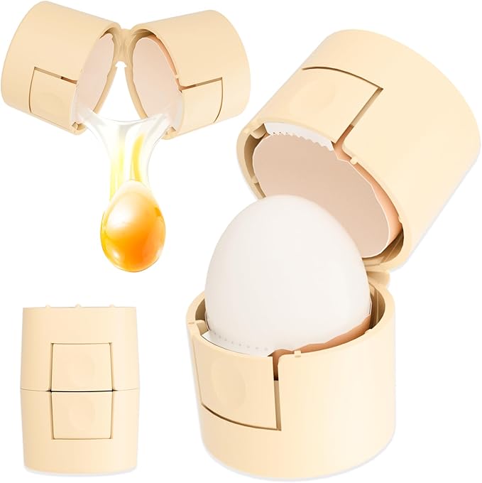 Egg Shell Opener, Egg Peeler Cracker, Cute Egg Separator for Raw Eggs, Home Kitchen Gadgets Tool (Beige)