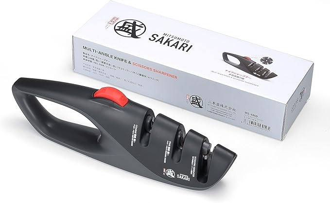 MITSUMOTO SAKARI Japanese Adjustable 5-Angle Knife Sharpener, 3-Stage Kitchen Knife Sharpeners For Kitchen Scissors And Knives, Professional Sharpening Tool With Angle-Lock Technology