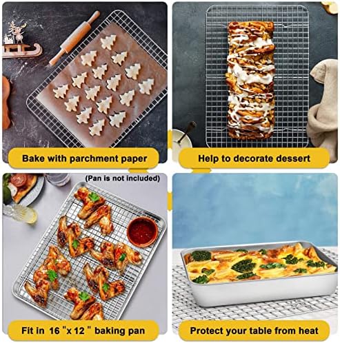 P&P CHEF 15.3 Inch Stainless Steel Cooling Baking Rack Set of 2